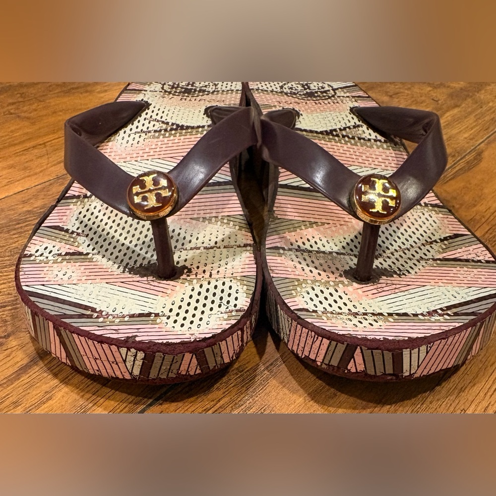 Tory Burch Pink and Purple Sandals with Metallic Accents - Picture 6 of 8